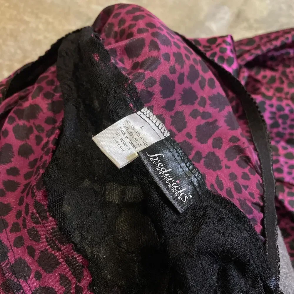 vintage 90s frederick’s of hollywood purple and black lace full slip dress large - Picture 6 of 6